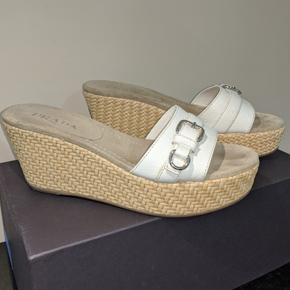 Prada Shoes - Prada Calzature Donna Cinghiale Straw Wedges
